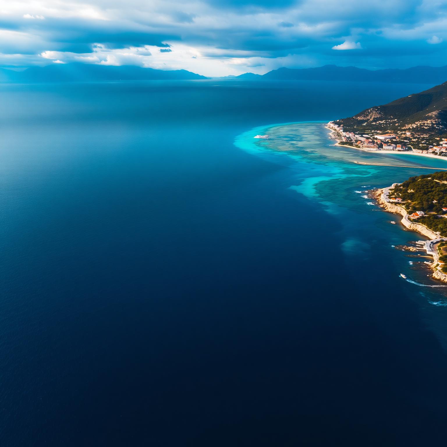 Aerial view of the Southeast European coastline